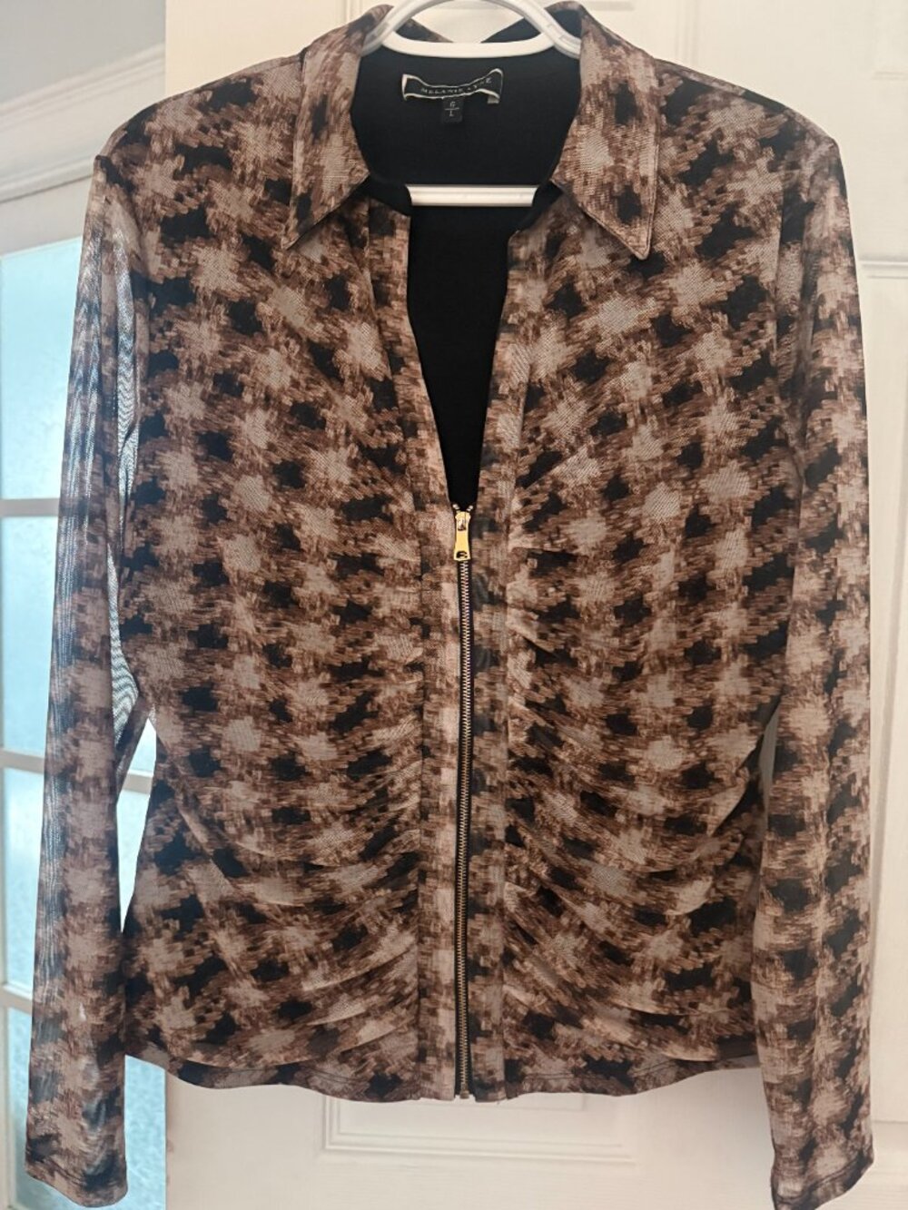 Melanie Lyne Sheer Zip Blouse